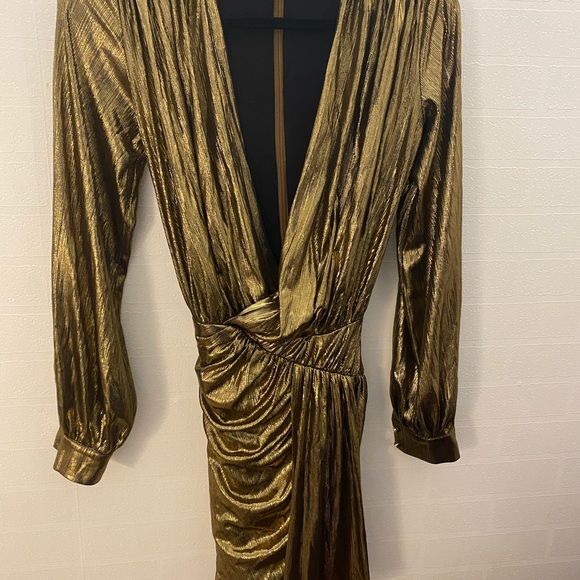 House of CB London golden metallic mini dress, size XS - Picture 3 of 8